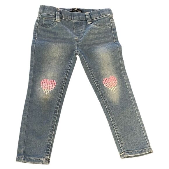 Delia’s Toddler 3T Embroidered Pink Heart Knee Pockets Stretch Skinny Jeans - Picture 1 of 9